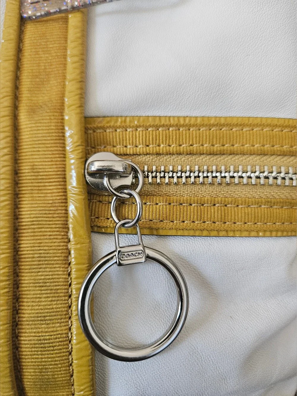 COACH Poppy  Spotlight Retro 2000s 2-Way Shoulder Bag, Daisy Yellow Trim.